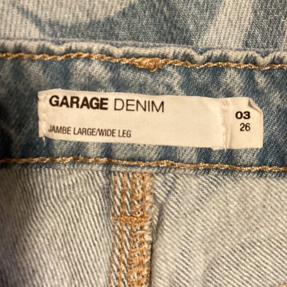 Garage Denim Jambe Women's Girl's Wide Leg Jeans Hazy Blue Raw Hem Size 3 - Picture 9 of 10